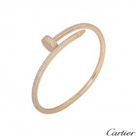 Cartier Rose Gold Diamond Juste Un Clou Bracelet Size 17 N6702117